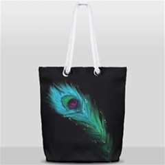 Shree Krishna, Feather, Lord, Rainbows Full Print Rope Handle Tote (small) by kyorashop23