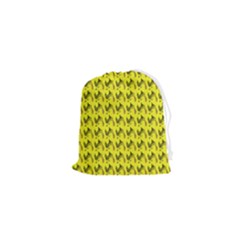 Fern Pattern 2 Yellow Drawstring Pouch (xs) by snowwhitegirl