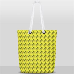 Fern Pattern 2 Yellow Full Print Rope Handle Tote (small) by snowwhitegirl