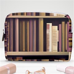Books Bookshelves Office Fantasy Background Artwork Book Cover Apothecary Book Nook Literature Libra Make Up Pouch (medium) by Posterlux
