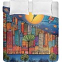 City New York Nyc Skyscraper Skyline Downtown Night Business Urban Travel Landmark Building Architec Duvet Cover Double Side (King Size) View1