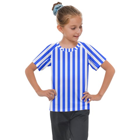 Blue Stripes, Sticker, Stickers Kids  Mesh Piece T-shirt by kyorashop23