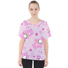 Cheer Bear Pink, Care, Care Bears, Cartoon V-neck Dolman Drape Top by kyorashop23
