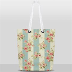 Stripes, Rose,  Texture, Flower, Paper Full Print Rope Handle Tote (small) by kyorashop23