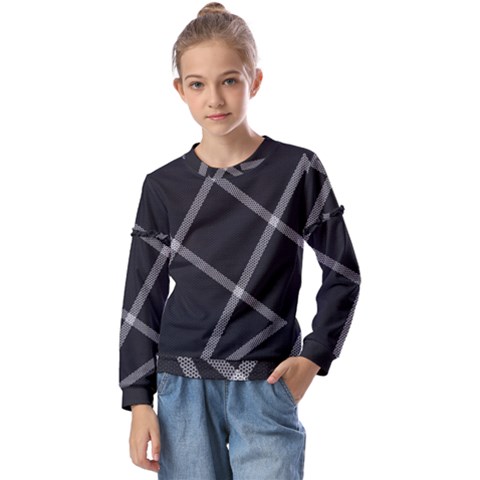 Stripes, Zigzag, Surface, Pattern, Kids  Long Sleeve T-shirt With Frill  by kyorashop23