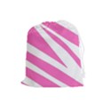 White Pink Stripes, Pattern Drawstring Pouch (Large) View1