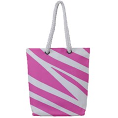 White Pink Stripes, Pattern Full Print Rope Handle Tote (small) by kyorashop23