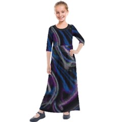 Multicolored Abstract Dynamic Shapes Print Kids  Quarter Sleeve Maxi Dress by dflcprintsclothing