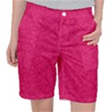 Pink Abstract Crimson Triangle Women s Pocket Shorts View1