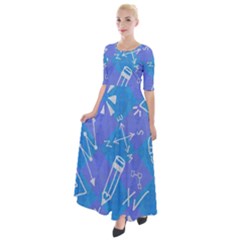 Background Abstract Texture Pattern Half Sleeves Maxi Dress by Posterlux