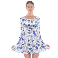 Christmas Stars Background Long Sleeve Skater Dress by Posterlux