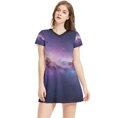 Cosmic Dreamscape Print (ai) Black Backgrond Women s Sports Skirt by dflcprintsclothing