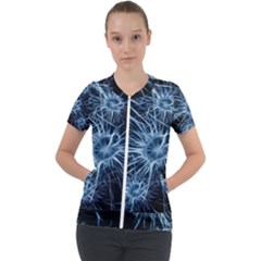 Neurons Brain Cells Structure Short Sleeve Zip Up Jacket by anzea