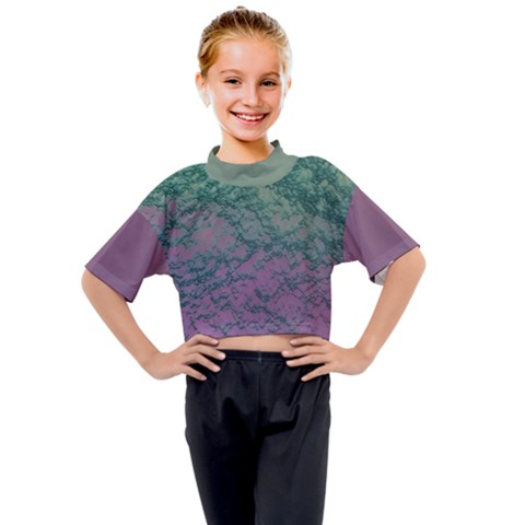 Colorful Duotone Abstract Print Kids Mock Neck T-shirt by dflcprintsclothing