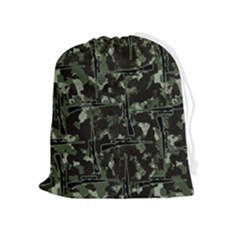Hunting Motif Camouflage Pattern Print Bk Drawstring Pouch (xl) by dflcprintsclothing