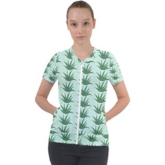 Aloe Plants Pattern Scrapbook Short Sleeve Zip Up Jacket by anzea