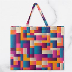 Abstract Geometry Blocks Zipper Large Tote Bag by anzea