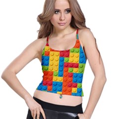 Lego Bricks, Colorful Dots Background Spaghetti Strap Bra Top by kyorashop23