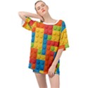 Lego Bricks, Colorful Dots Background Oversized Chiffon Top View1