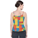 Lego Bricks, Colorful Dots Background Velvet Spaghetti Strap Top View2