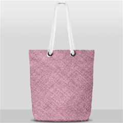 Pink Fabric Texture, Knitted Pink Texture, Full Print Rope Handle Tote (small) by kyorashop23