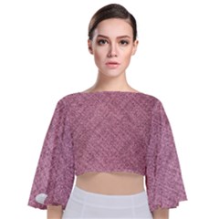 Pink Fabric Texture, Knitted Pink Texture, Tie Back Butterfly Sleeve Chiffon Top by kyorashop23