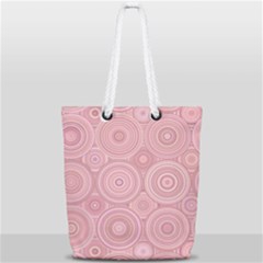 Pink Retro Texture With Circles, Retro Circles Background, Full Print Rope Handle Tote (small) by kyorashop23