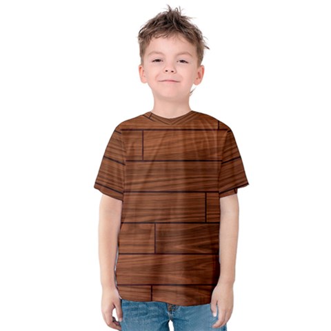 Seamless Wooden Planks Brown Wooden Background Kids  Cotton T-shirt by kyorashop23