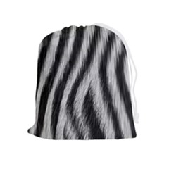 Zebra Texture, Zebra Wool, White Black Background Drawstring Pouch (xl) by kyorashop23