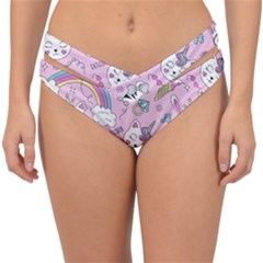Beautiful Cute Animals Pattern Pink Double Strap Halter Bikini Bottoms by Grandong