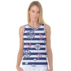 Seamless Marine Pattern Women s Basketball Tank Top by Ket1n9