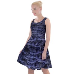 Aliens Entrails – Dark Blue Print Pattern Design Knee Length Skater Dress by dflcprintsclothing