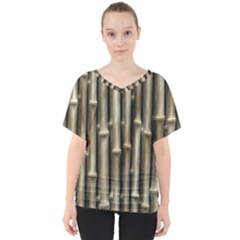 Bamboo Grass V-neck Dolman Drape Top by anzea