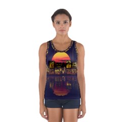 Abstract City Retro Sunset Night Sport Tank Top  by Bedest