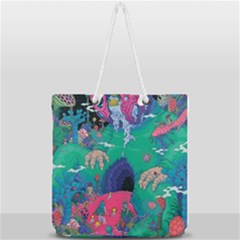Planet Psychedelic Art Psicodelia Full Print Rope Handle Tote (large) by Bedest