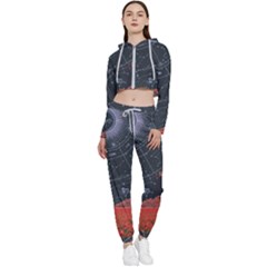 Astrology Surreal Surrealism Trippy Visual Art Cropped Zip Up Lounge Set by Bedest