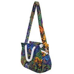Psychedelic Digital Art Artwork Landscape Colorful Rope Handles Shoulder Strap Bag by Bedest