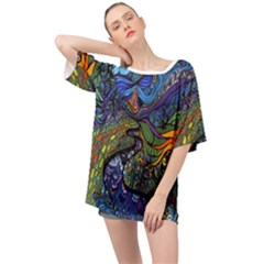 Psychedelic Digital Art Artwork Landscape Colorful Oversized Chiffon Top by Bedest