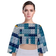 Lego, Background, Dots Tie Back Butterfly Sleeve Chiffon Top by kyorashop23