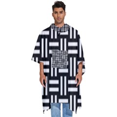 Frets Mosaic Pattern Geometric Men s Hooded Rain Ponchos by Bedest