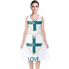 Pal(no Bg) V-neck Midi Sleeveless Dress  by DaMorClothingCompany