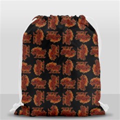 Fantasy Skeleton Dragon Hand Drawn Motif Seamless Pattern Bk Drawstring Bag (small) by dflcprintsclothing