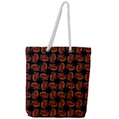 Fantasy Skeleton Dragon Hand Drawn Motif Seamless Pattern Bk Full Print Rope Handle Tote (large) by dflcprintsclothing