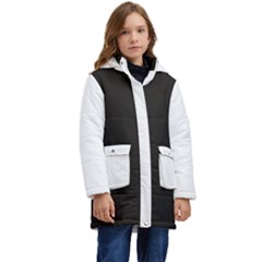 Elegnat Bw Print Kids  Hooded Longline Puffer Jacket by dflcprintsclothing