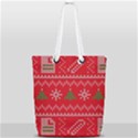 Red Christmas Pattern Xmas Decorations, Christmas Knitted Texture Full Print Rope Handle Tote (Small) View2