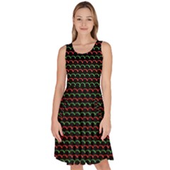 Geometric Abstract Pattern Line Knee Length Skater Dress With Pockets by Salmanaz77