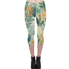 Leaves Pattern Flora Capri Leggings  by Salmanaz77