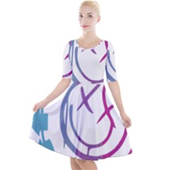 Blink 182 Logo Quarter Sleeve A-line Dress With Pockets by avitendut
