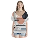 Abstract Architecture V-Neck Flutter Sleeve Top View1