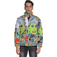 Supersonic Monster Mash Men s Puffer Bubble Jacket Coat by chellerayartisans